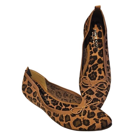 VINCE CAMUTO Flanna Leopard Print Knit Ballet Flats - Size 11 - Picture 1 of 6